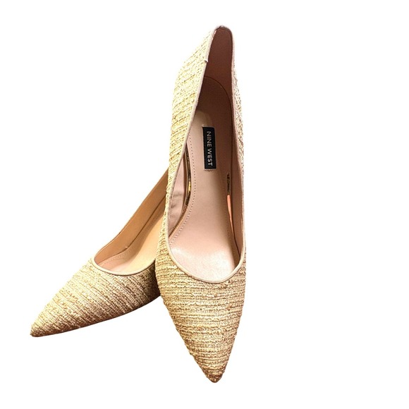 Nine West Shoes - Nine West Fifth Pumps Women 10.5 Natural Multi Excellent Tweed Pointed Stiletto